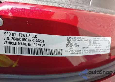 2022 Chrysler Pacifica Touring L from USA, damaged, VIN 2C4RC1BG7NR140204